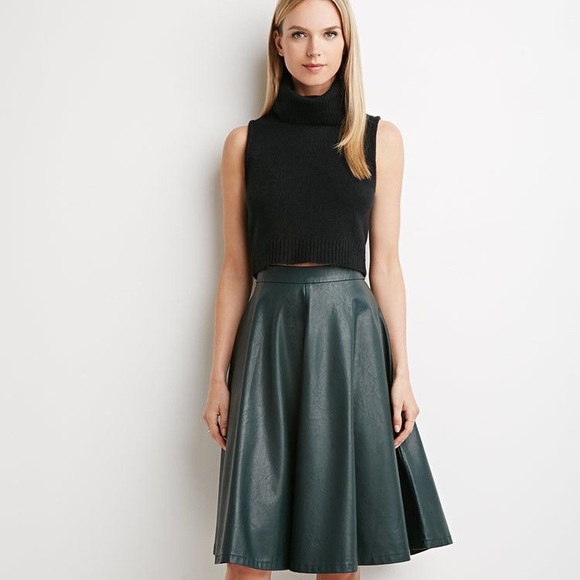 Forever 21 Dresses & Skirts - Forever 21 Faux leather midi Skirt A-Line